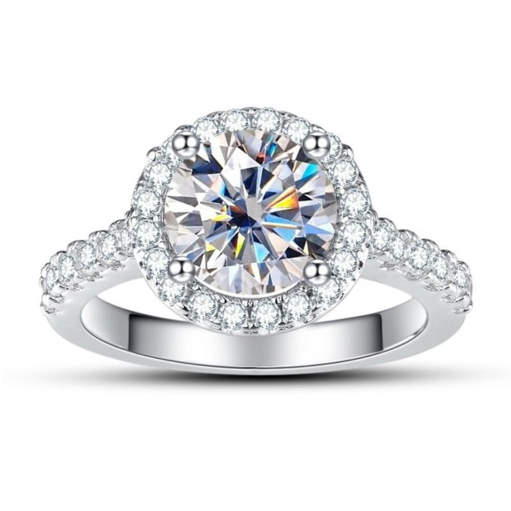 ✨ 1CT Diamond Simulant & Moissanite Halo Engagement Ring – Size 7 S925 Silver ✨ - Picture 2 of 4